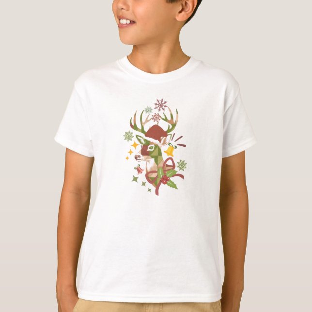 T-shirt Christmas Colorful Deer Design (Devant)