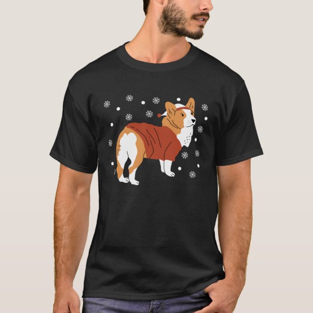 T-shirt Christmas Corgi Dog Cute Dogs  Xmas (Devant)