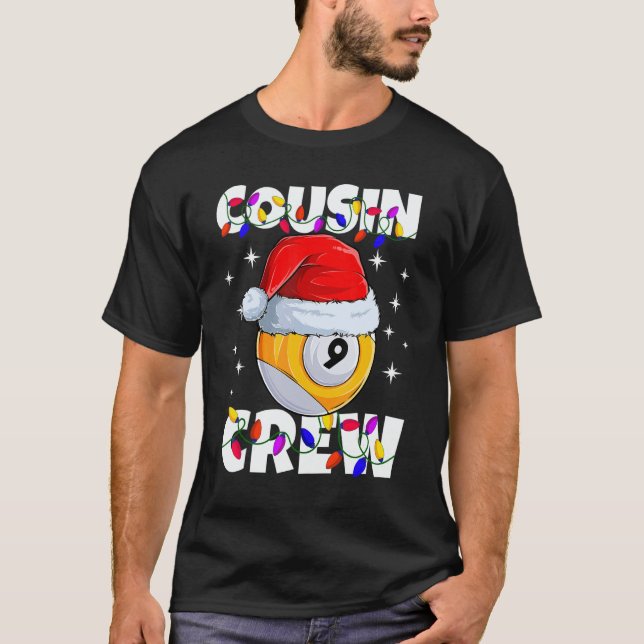 T-shirt Christmas Cousin Crew 9 Ball Billiard Pajamas Fami (Devant)