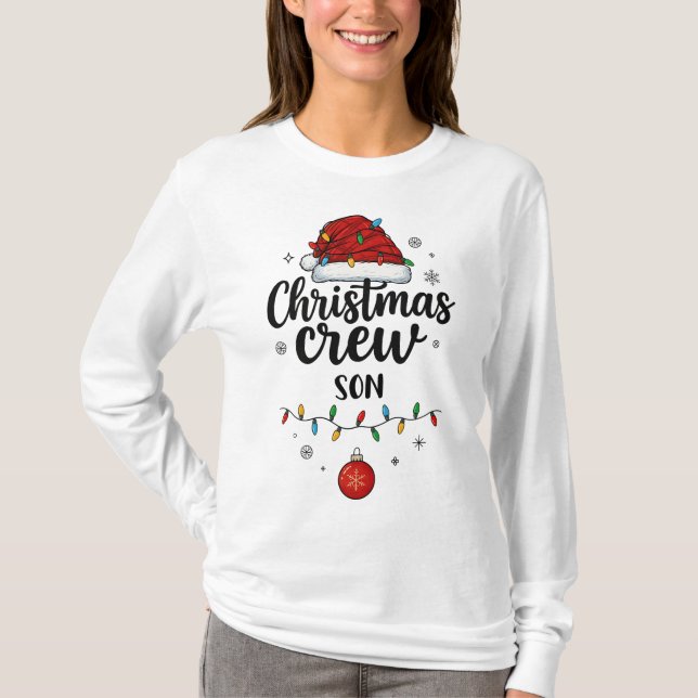 T-shirt Christmas Crew Son Santa Hat Matching Christmas (Devant)