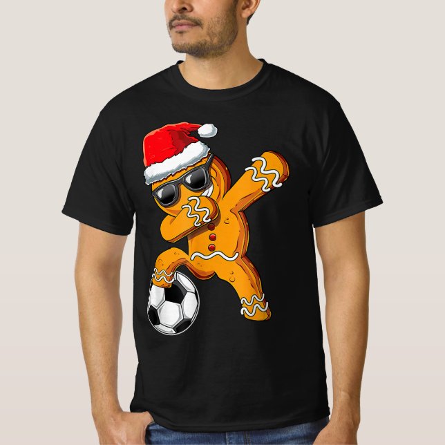 T-shirt Christmas Dabbing Gingerbread Homme Dab Football F (Devant)