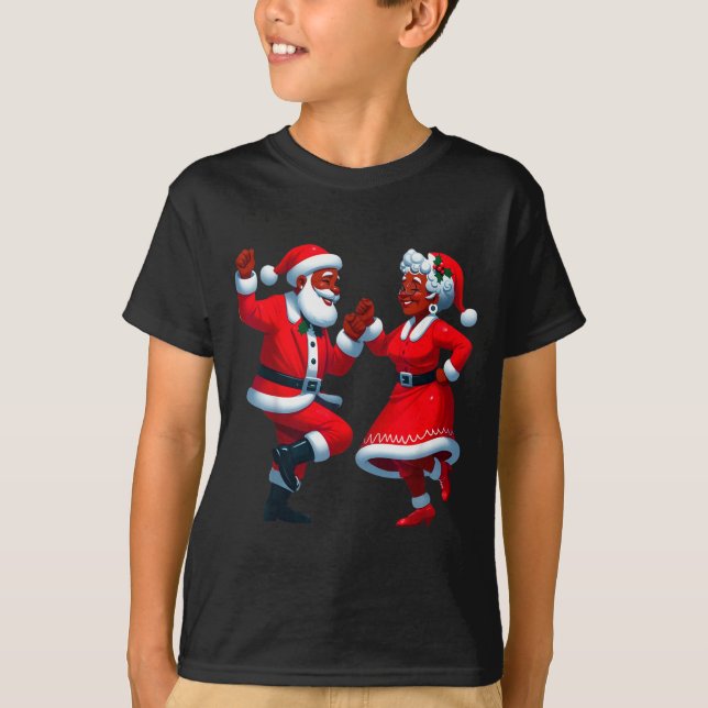 T-shirt Christmas Dancing Black African American Santa Mrs (Devant)