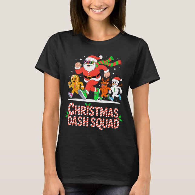 T-shirt Christmas Dash Squad Running Runner Marathon Team  (Devant)