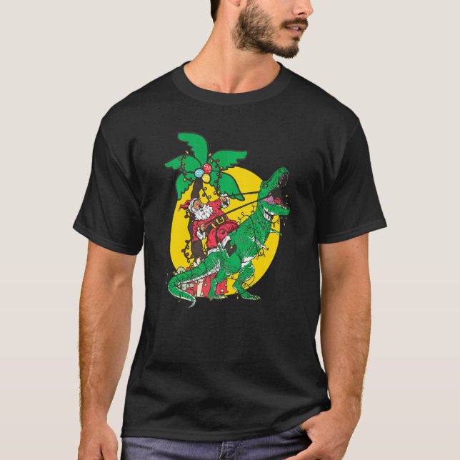 T-shirt Christmas Dinosaur Santasaurus Rex Holiday Xmas PJ (Devant)