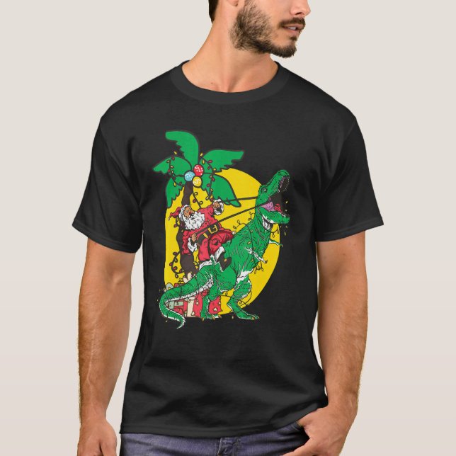 T-shirt Christmas Dinosaur Santasaurus Rex Holiday Xmas PJ (Devant)
