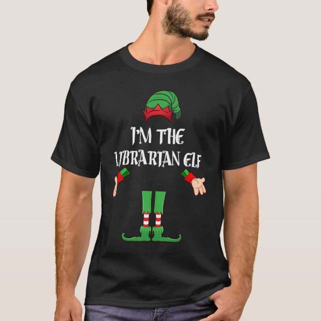 T-shirt Christmas Elf  I'm The Librarian Elf Xmas (Devant)