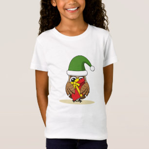 T-Shirt Christmas Elf Owl with Present