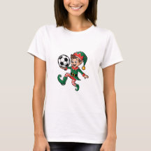 Christmas Elf Playing Soccer