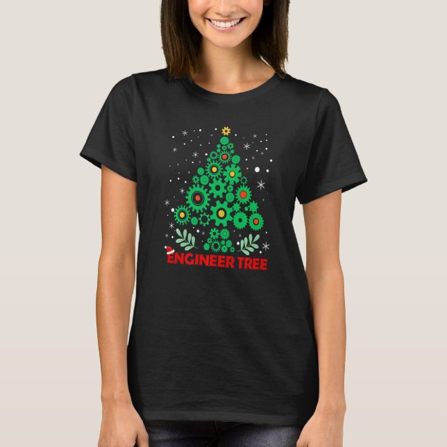 T-shirt Christmas Engineer tree Mechanical Engineering (Devant)