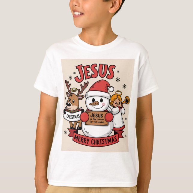 T-shirt Christmas Faith Adventure : Snowman, Reindeer (Devant)