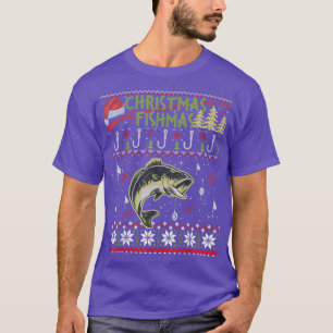 T-shirt Christmas Fishmas Funny Bass Pêche Cadeau Vilain X