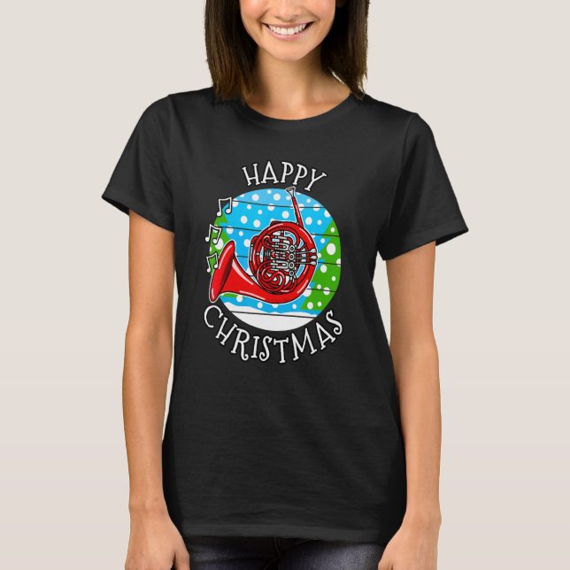 T-shirt Christmas French Horn  Hornist Brass Musician  Xma (Devant)