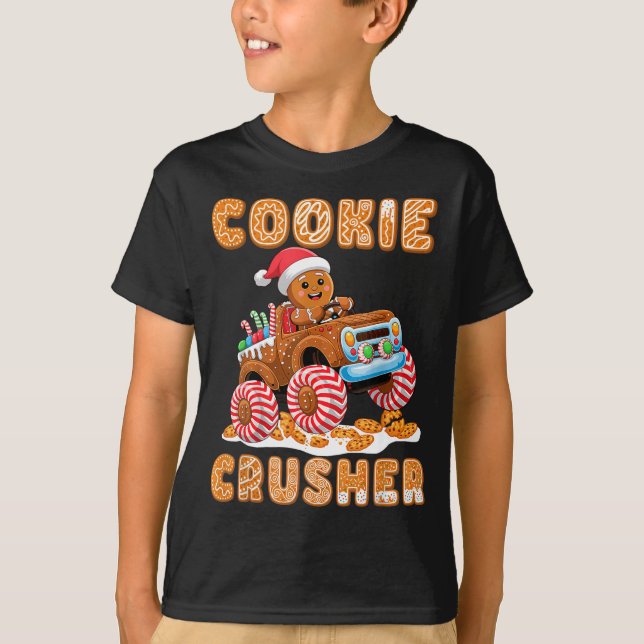 T-shirt Christmas Gingerbread Pajamas Cookie Crusher Monst (Devant)