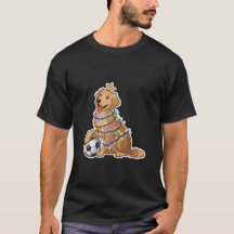 Christmas Golden Retriever Dog with Soccer Ball