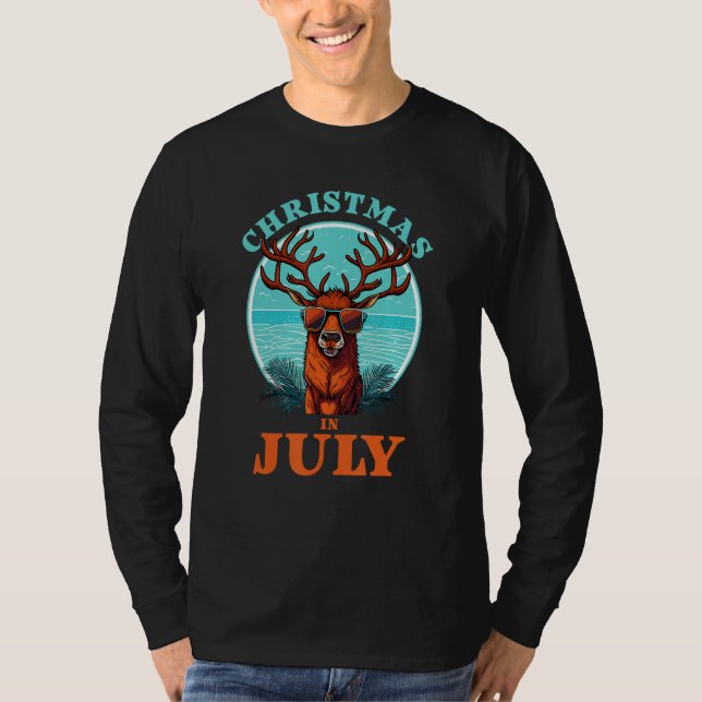 T-shirt Christmas in July Beach Summer Reindeer Beach Bash (Devant)