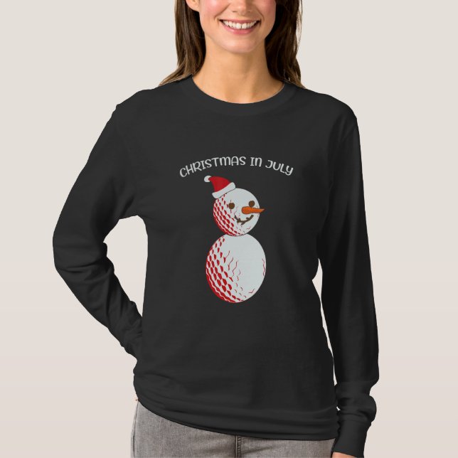 T-shirt Christmas In July Golf Snowman Summer Vacation (Devant)