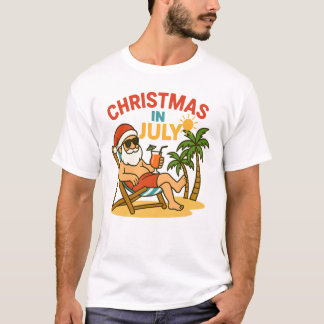 T-shirt Christmas in July Santa Claus Beach Summer