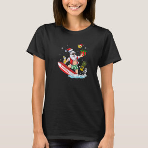 T-shirt Christmas In July Santa Hawaiian Summer Surf Surfi