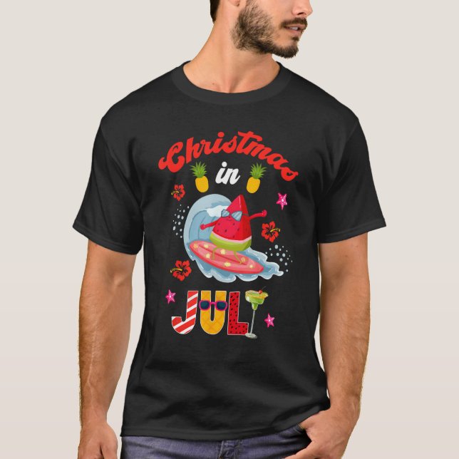 T-shirt Christmas In July   Santa Summer Beach Vacation (Devant)