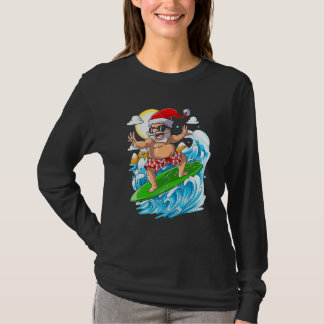 T-shirt Christmas In July  Santa Surfing Summer Vacation