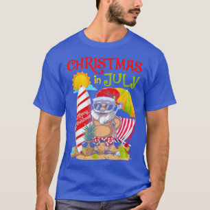 T-shirt Christmas In July Surfing Santa Summer Beach Vacat