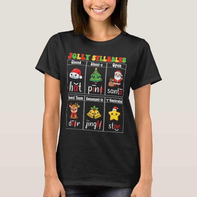 T-shirt Christmas Jolly Syllables Teacher Students Funny S (Devant)