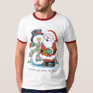 T-shirt christmas_joy_warms_the_heart_santa_claus_frosty_s