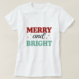 T-shirt christmas joyeux et lumineux rose rouge police mod