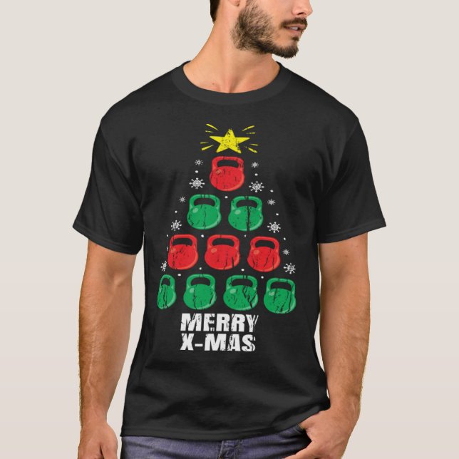 T-shirt Christmas Kettlebells Tree Holiday  Workout (Devant)