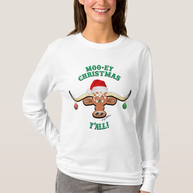 T-shirt Christmas Longhorn Steer (Devant)