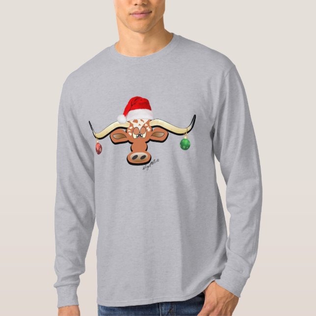 T-shirt Christmas Longhorn Steer (Devant)