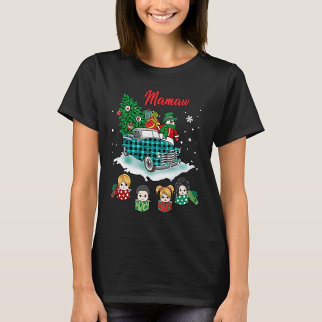 T-shirt Christmas Mamaw Christmas Tree Green Truck Cute (Devant)