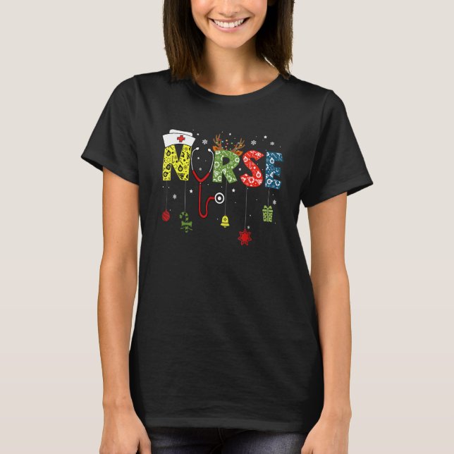 T-shirt Christmas Nurse Nursing Cute Health Worker Christm (Devant)