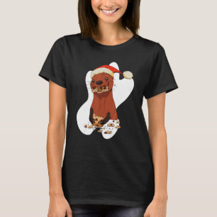 T-shirt Christmas Otter manger des biscuits