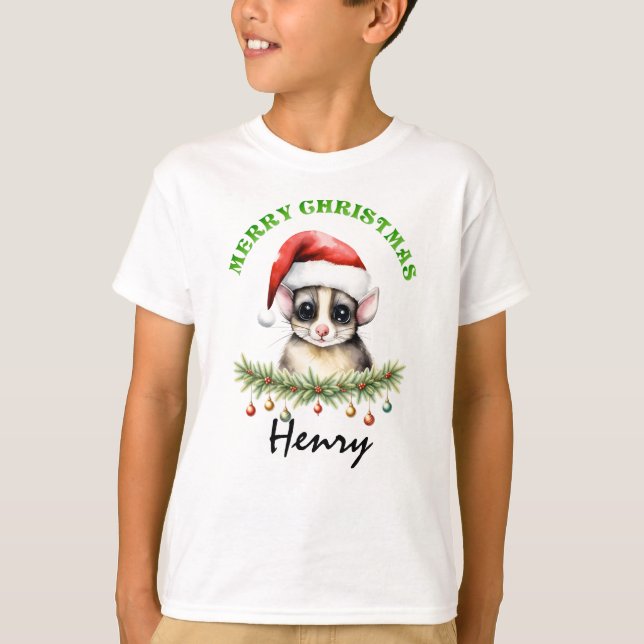T-shirt Christmas Oz Animals Sugar Glider Fam Matching Boy (Devant)