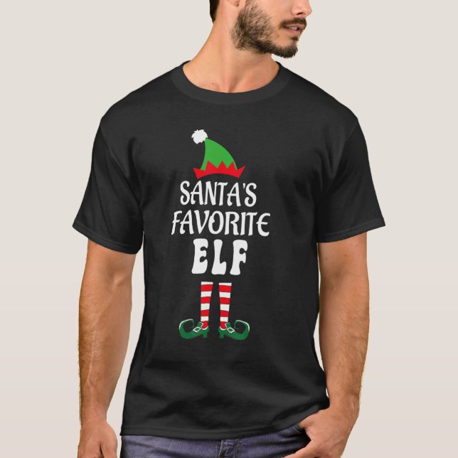 T-shirt Christmas pajamas Santa's Favorite Elf Matching Fa (Devant)