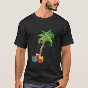 T-shirt Christmas Palm Tree Coconut Lights Beach Hawaii Xm