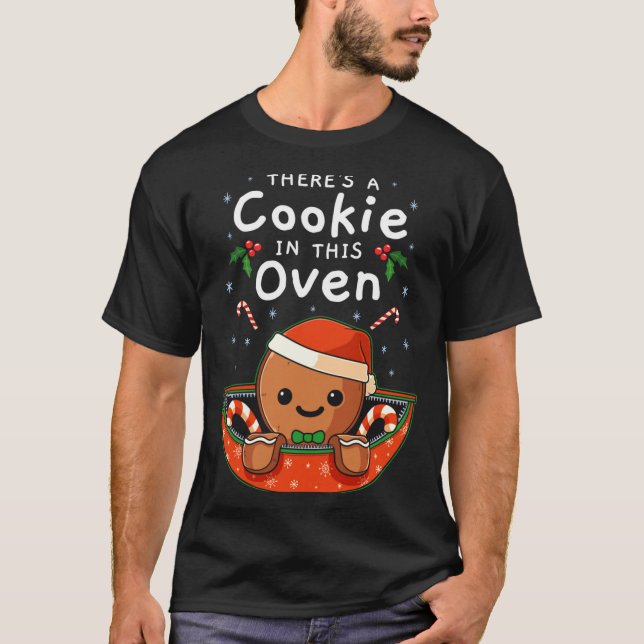 T-shirt Christmas Pregnancy Gingerbread Man Baby Cookie In (Devant)