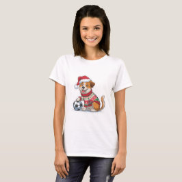 T-shirt Christmas Puppy with Soccer Ball