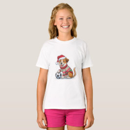 T-shirt Christmas Puppy with Soccer Ball