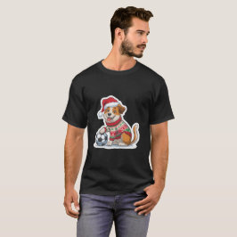 T-shirt Christmas Puppy with Soccer Ball