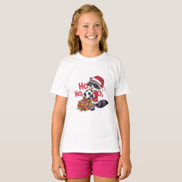 T-shirt Christmas raccoon stealing a soccer ball