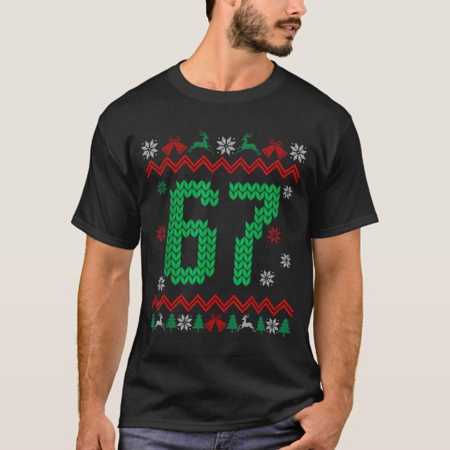 T-shirt Christmas Santa 67 Six Seven Meme Ugly Sweater  (Devant)