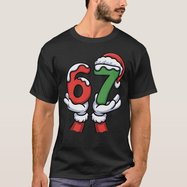 T-shirt Christmas Santa Hand 67 6 7  (Devant)