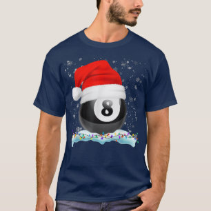 T-shirt Christmas Santa Hat Funny Billiards Sport Xmas