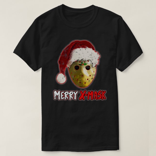T-shirt Christmas Santa Horror Hockey Mask XMask Funny Gif (Design devant)