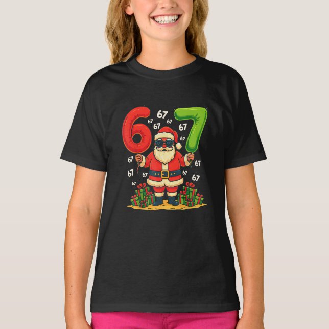 T-shirt Christmas Six Seven Santa Claus 6 7 Funny Gen Z  (Devant)