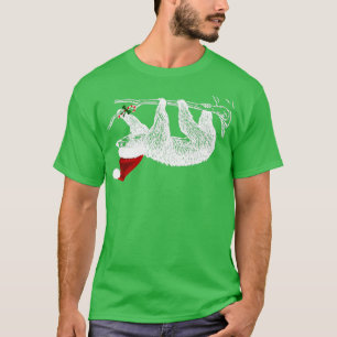 T-shirt Christmas Sloth With Santa Hat 