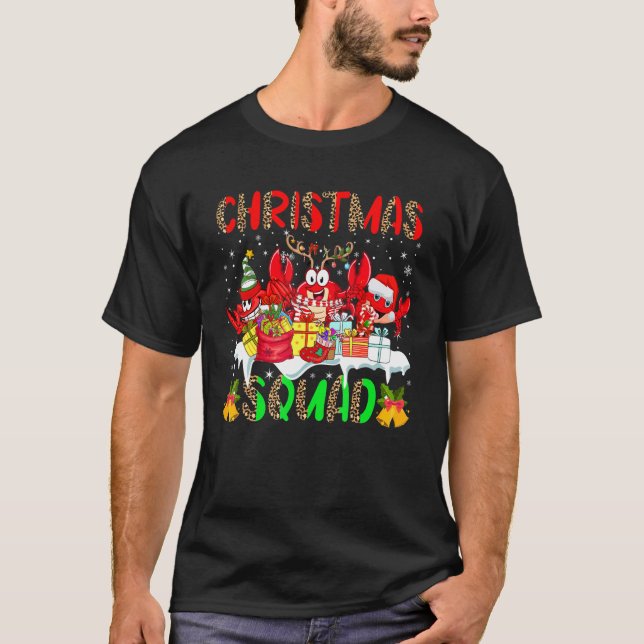 T-shirt Christmas Squad Leopard Three Santa Reindeer Elf C (Devant)