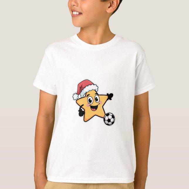 T-shirt Christmas star playing soccer (Devant)